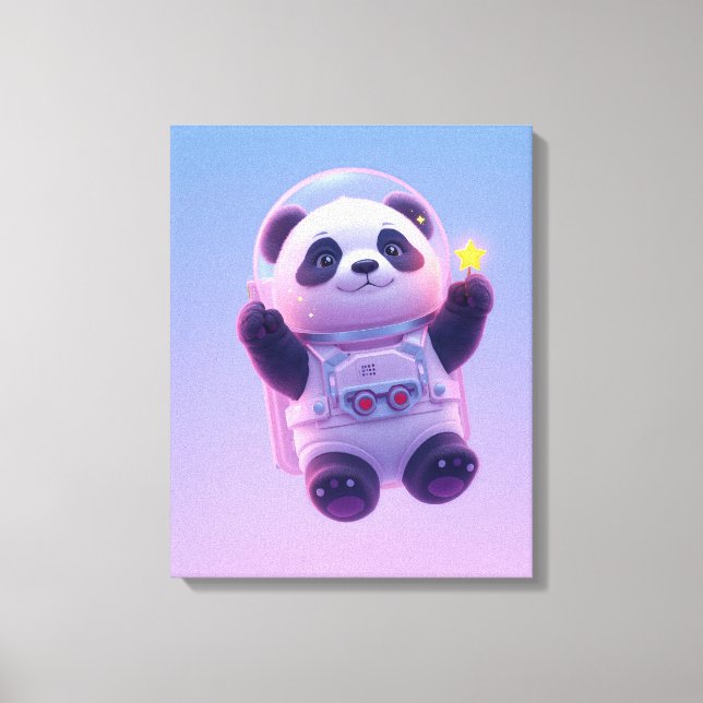Toile Cute Panda Astronaut Kids Wall Art – Funny Space  (Recto)