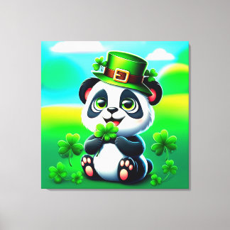 Toile Cute Panda avec thème de la Saint Patrick
