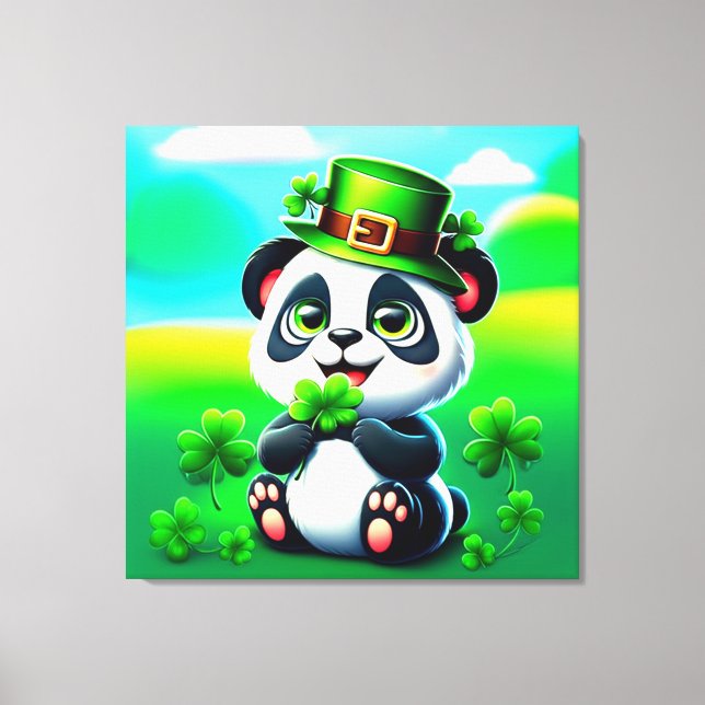 Toile Cute Panda avec thème de la Saint Patrick (Recto)