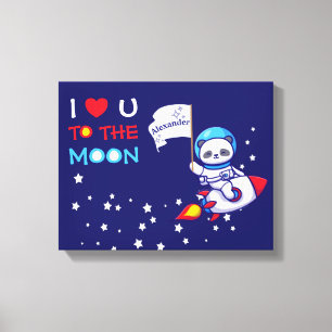 Toile Cute Panda Ours Astronaut Sur Rockship Kids