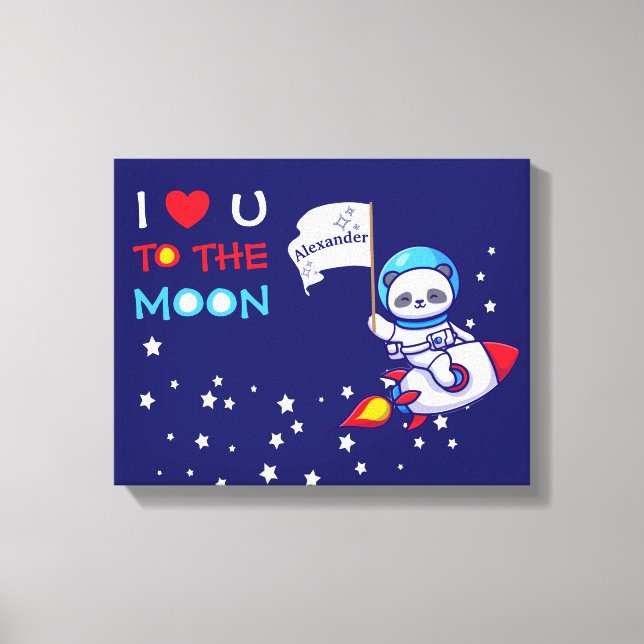 Toile Cute Panda Ours Astronaut Sur Rockship Kids (Recto)