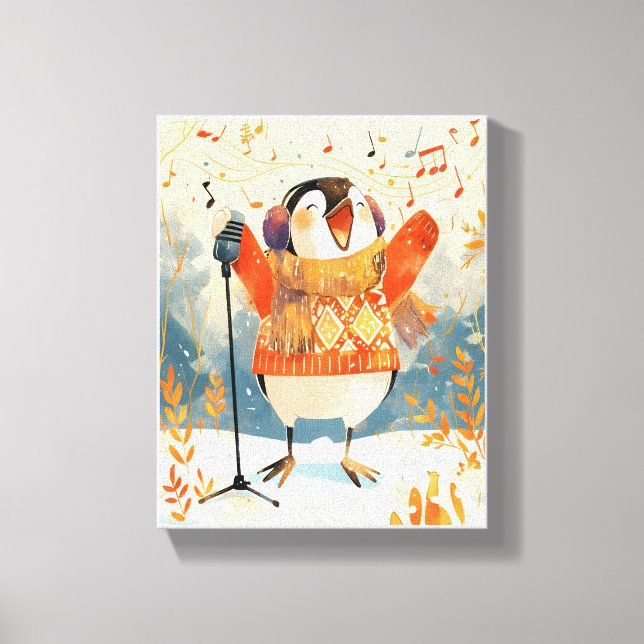 Toile Cute Penguin Christmas Animal Nursery Art Canvas  (Recto)