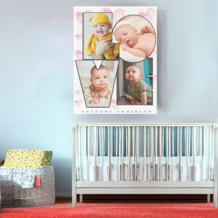 Toile Cute personalized love template photo hearts