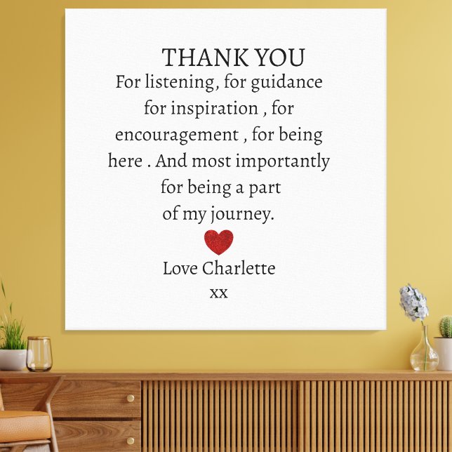 Toile cute personalized thank you love  (Insitu(Salon))