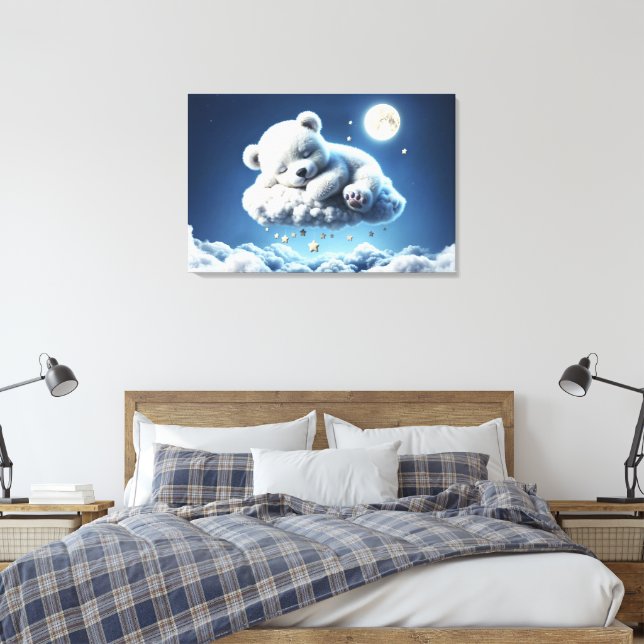 Toile Cute Polar ours cub beauté nuages fluffy (Insitu(Chambre))