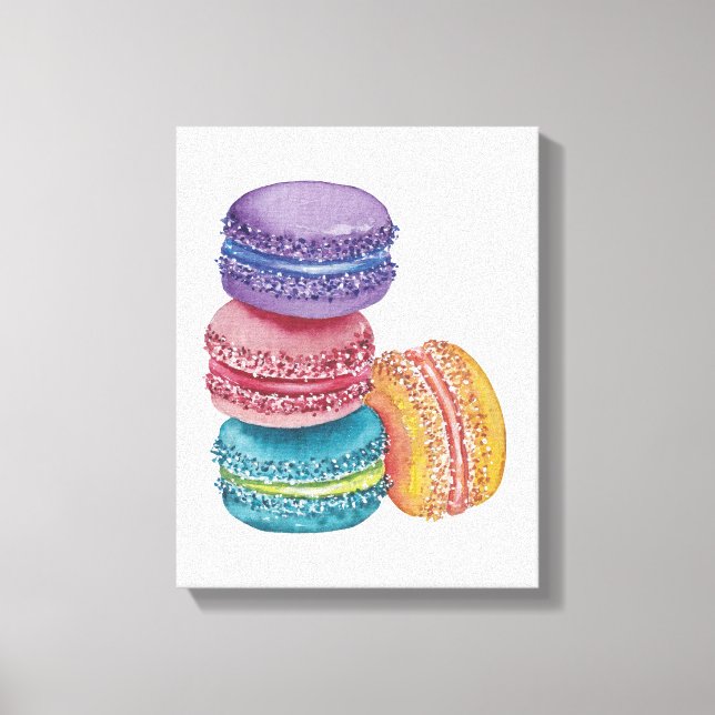 Toile Cute Rainbow Macaroons In Watercolor (Recto)
