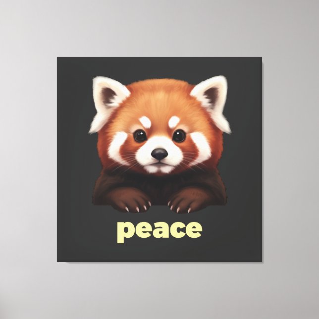 Toile Cute Red Panda "Peace" Illustration for Kids & Nur (Recto)