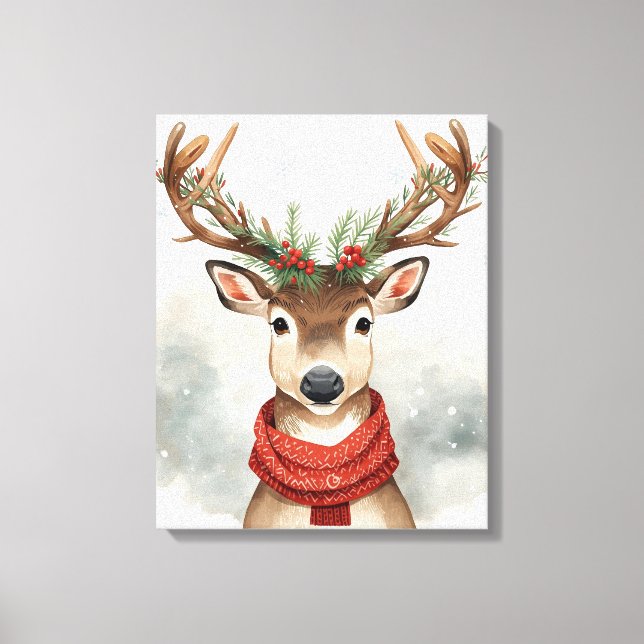Toile Cute Reindeer Christmas Canvas Art For Holiday (Recto)