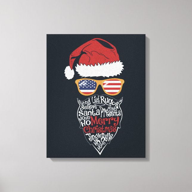Toile Cute Santa Hat USA Drapeau lunettes de soleil et N (Recto)