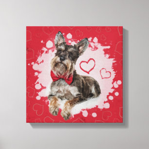 Toile Cute Schnauzer sur le Motif des coeurs