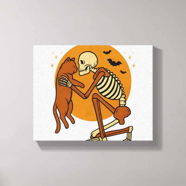 Toile Cute Squelette Accrocher Chat Gothique Halloween D (Recto)