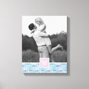 Toile Cute voilier   Photo avec Monogramme   Monogramme