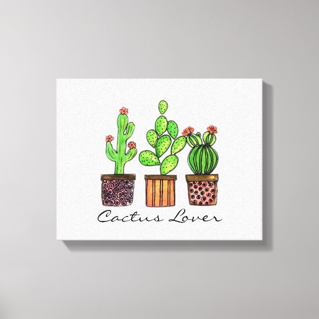 Toile Cute Watercolor Cactus (Recto)