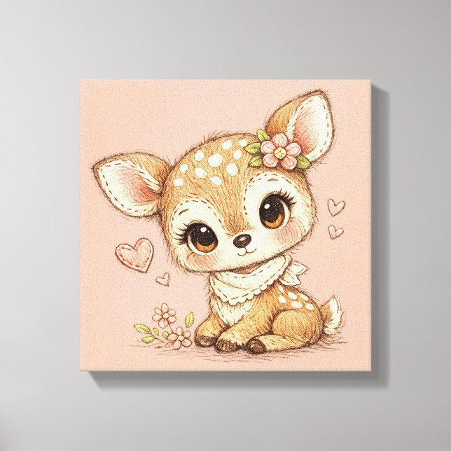 Toile Cute Whimsical Watercolor Animal  (Recto)