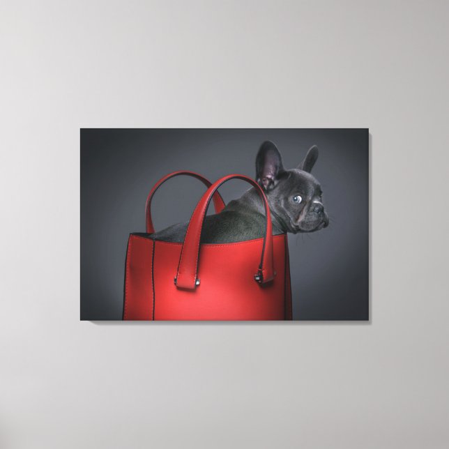 Toile Cutest Baby Animals | French Bulldog Red Hand Bag (Recto)