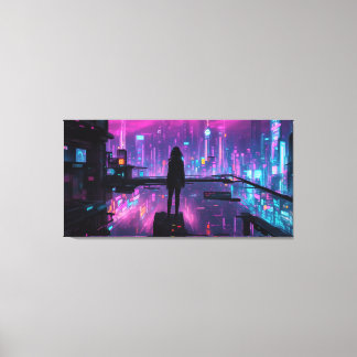 Toile Cyber Noir (Cyberpunk Night City)