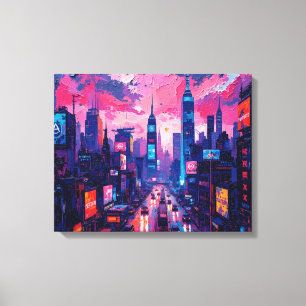 Toile Cyberpunk Skyline Canvas Wall Art Futuriste
