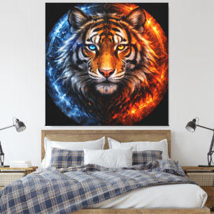 Toile Daagwear – Tigre de la Dualité   Esprit de Feu et 