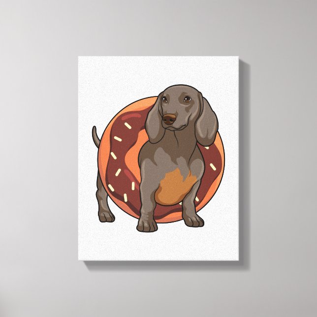 Toile Dachshund avec Donut (Recto)