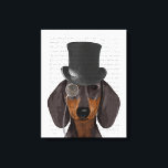 Toile Dachshund, Hound officiel et Casquette<br><div class="desc">Dachshund,  Formal Hound et Casquette par FabFunky. Dispose d'un dachshund dapper portant un chapeau et un monocle amusant. | 191404D</div>