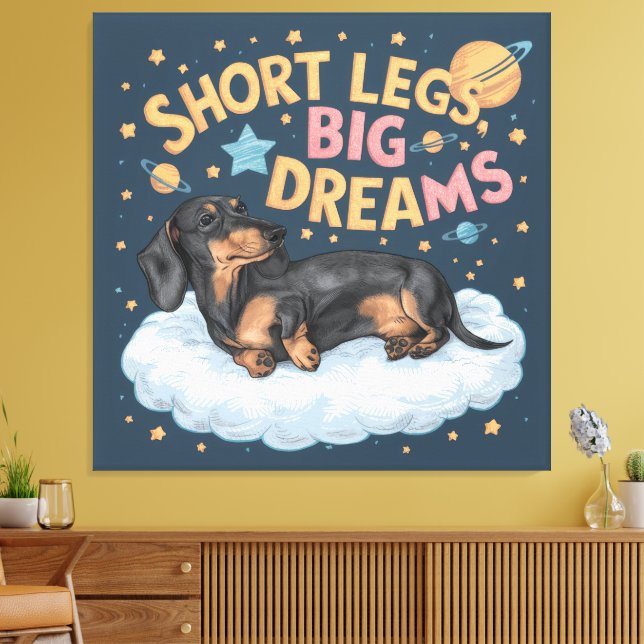 Toile Dachshund Jambes courtes Gros rêves (Insitu(Salon))