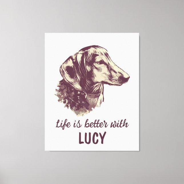 Toile Dachshund Life Is Better With Custom Dog Nom (Recto)