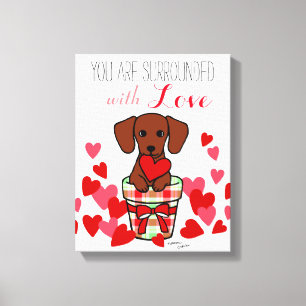 Toile Dachshund Valentine Caricature