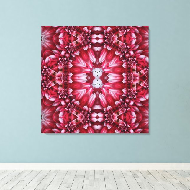 Toile Dahlia cramoisi kaléidoscopique  (Insitu (Plancher de Bois))