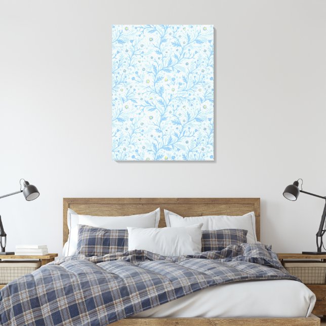 Toile Daisies in white and blue on sea glass (Insitu(Chambre))