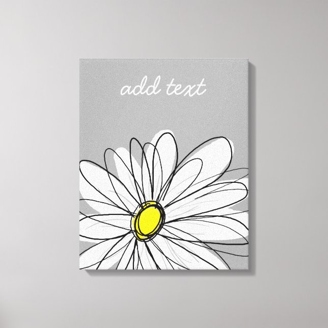 Toile Daisy tendance avec gris et jaune (Recto)