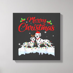 Toile Dalmatian Dog Noël Lumières Chapeau de Père Noël X