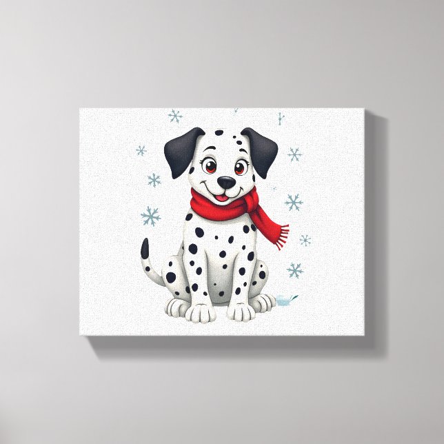 Toile Dalmatie Snowy Fun chien (Recto)