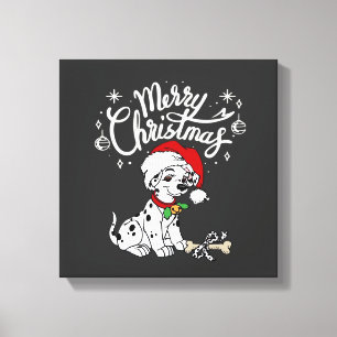 Toile Dalmatien chiot chien dans un chapeau de Père Noël