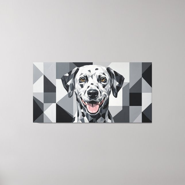 Toile Dalmatien Portrait Géométrique Pop Art (Recto)