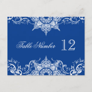 Toile Damask Réception Numéros de table Royal Blue