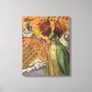 Toile Dame de la Renaissance Capricorne Fantastique Vint