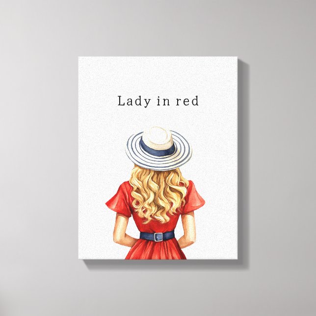 Toile Dame en robe rouge (Recto)