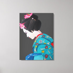 Toile Dame japonaise de geisha avec des beaux-arts de