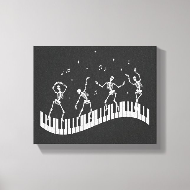 Toile Dancing Skeletons Clavier Music Enseignant Noir (Recto)