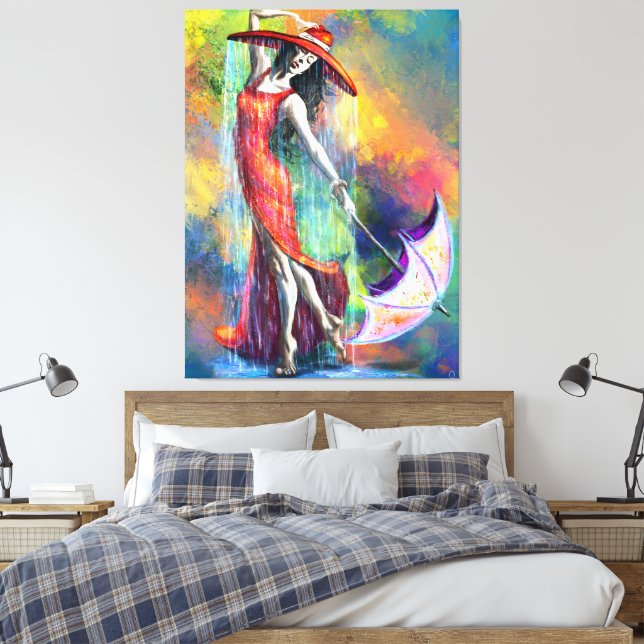 Toile Dancing Woman with Umrella Canvas Imprimer (Insitu(Chambre))