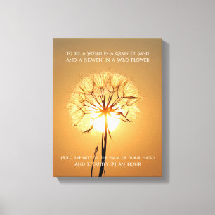 Toile Dandelion éclairé soleil Inspiration poésie de la