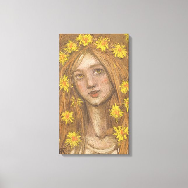 Toile Dandelions Bloom, Fleurs Filles Blonde Peinture Ar (Recto)
