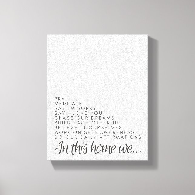 Toile Dans Cette Maison : Citation Positive Canvas Wall  (Recto)