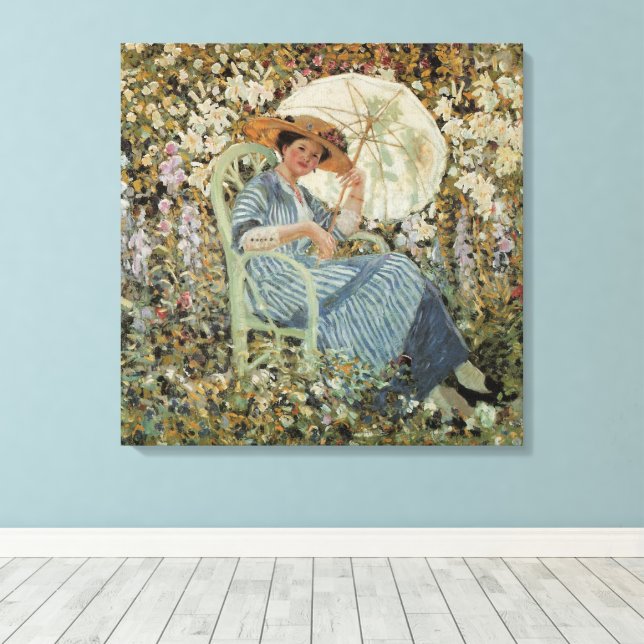 Toile Dans le jardin, Giverny par Frederick Frieseke (Insitu (Plancher de Bois))