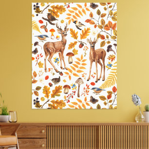 Toile Dans les bois / Cerf d'automne sur le blanc
