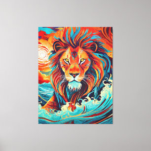 Toile Danse de feu du lion