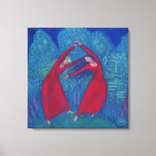 Toile Danse des sorcières, peinture pastel, art imaginai