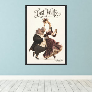 Toile Danse d'Hippopotame et de Girafe