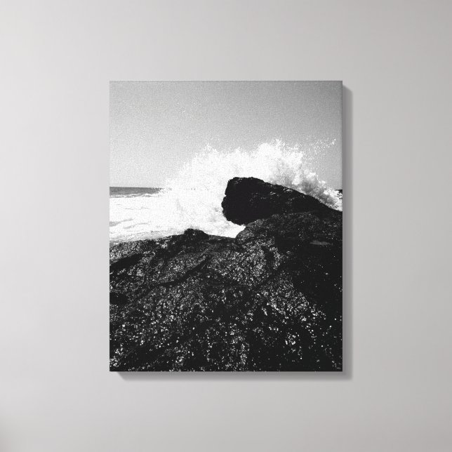 Toile Danse Éternelle des Vagues sur les Roches Noires (Recto)