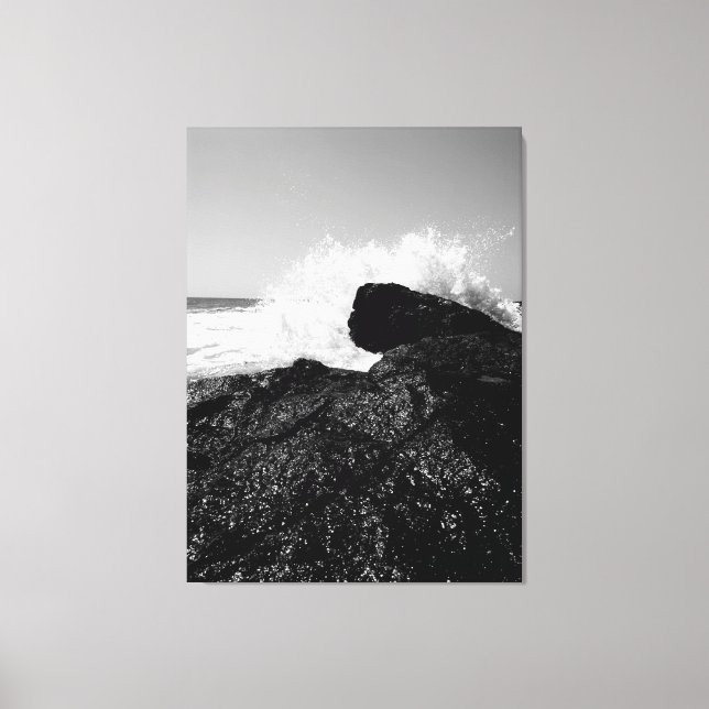 Toile Danse Éternelle des Vagues sur les Roches Noires (Recto)